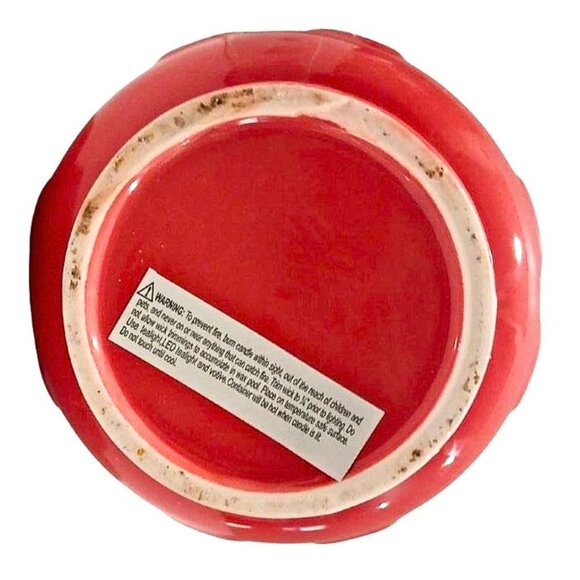 Ceramic Wax Warmer Salmon Red White Aromatherapy Melt Mandala Diffuser Rustic - Picture 6 of 6